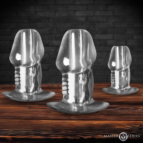 Master Series Clear Hollow Anal Plug Set — 3pc TPE - 848518061409
