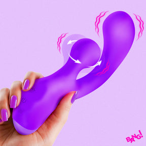 Bang! Gyro Rabbit Silicone Vibrator — Purple, Dual-Stimulation - BNG-AH808-PU