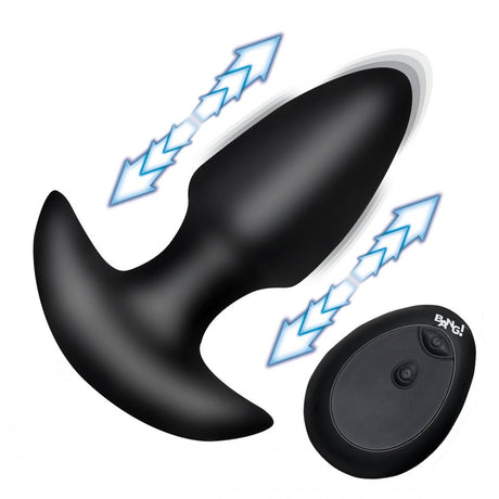 Thrusting and Vibrating Silicone Butt Plug - Black - image 5