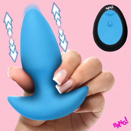Bang! Thrusting & Vibrating Silicone Butt Plug, Black - BNG-AH832-BL