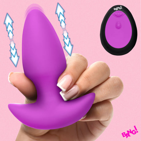 Bang! Thrusting & Vibrating Silicone Butt Plug, Black - BNG-AH832-BL