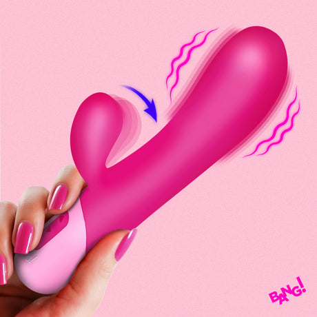 Bang! Clit Tapping Rabbit Vibrator — Pink, 8.4 in - BNG-AH845