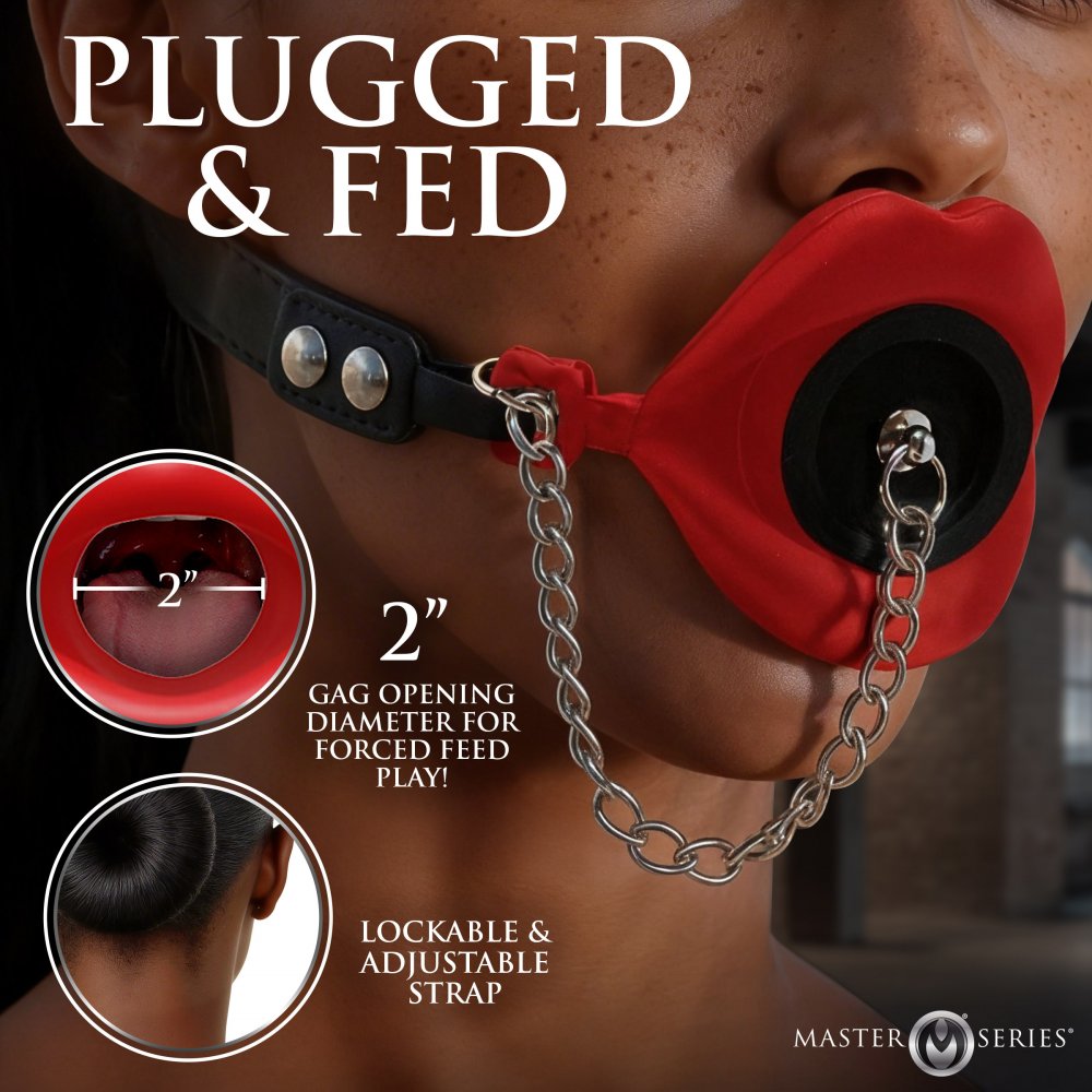Plugged Silicone Feeding Gag - Red - image 2