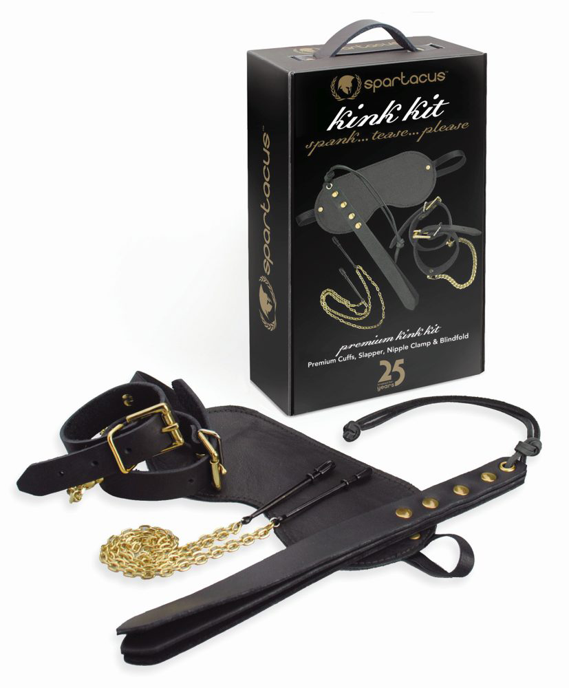 Spartacus Kink Kit — Leather Bondage Set with Blindfold & Slapper - SPK-001