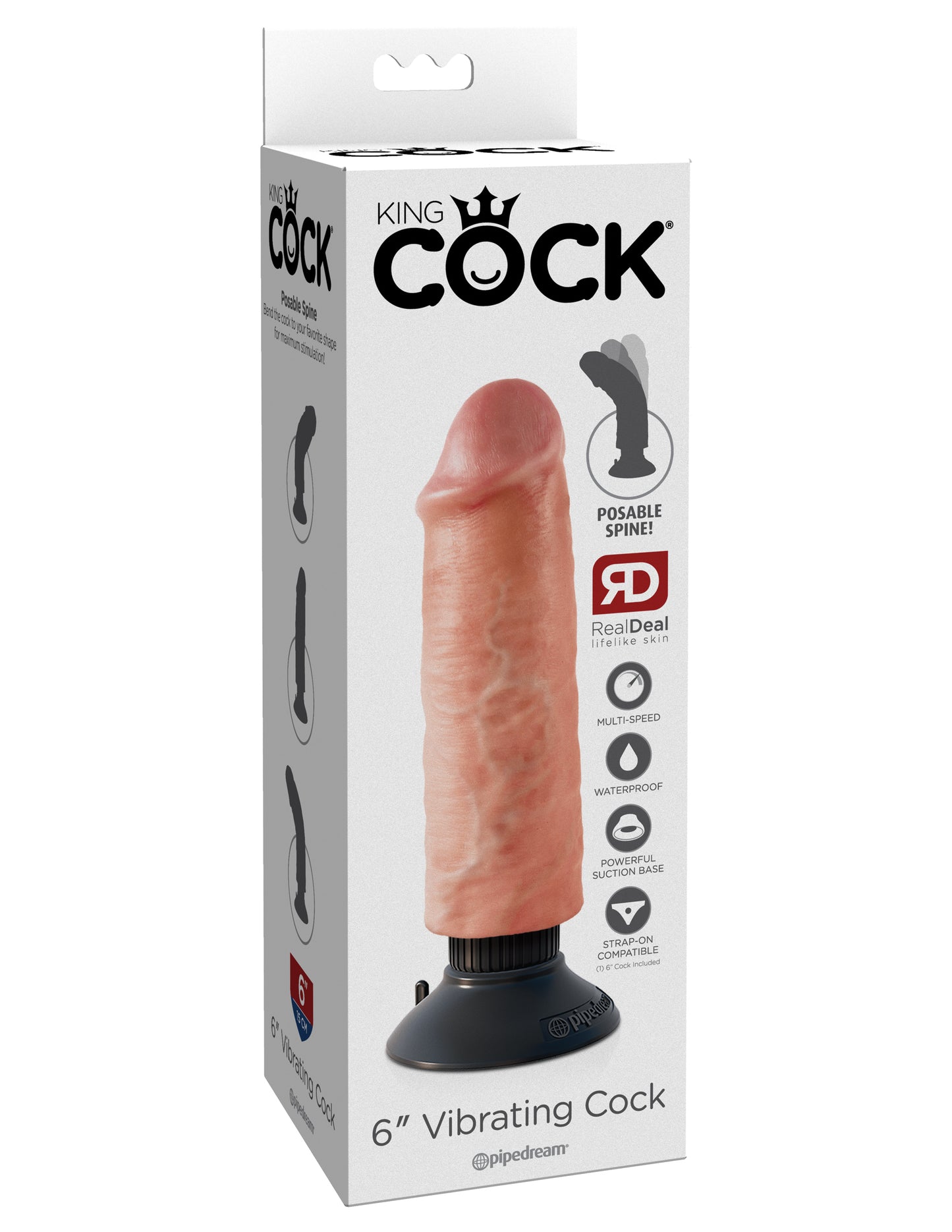 King Cock 6-Inch Vibrating Cock - Light by Pipedream
