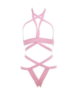 Kitten by Allure Strappy Open Bra & Open-Back Panty Set, Pink, One Size
