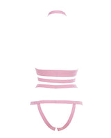 Kitten by Allure Strappy Open Bra & Open-Back Panty Set, Pink, One Size