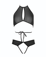 Allure Marley Mesh Peek A Boo Top & Open Panty Black S/M by Allure