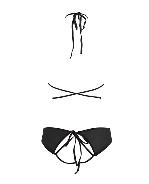 Allure Marley Mesh Peek A Boo Top & Open Panty Black S/M by Allure