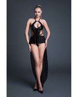 Allure Take Me Latex Look Vinyl and Mesh Teddy w/Attached Skirt - Black MD by Allure