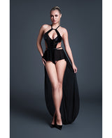 Allure Take Me Latex Look Vinyl and Mesh Teddy w/Attached Skirt - Black MD by Allure