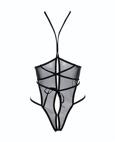 Allure Open Cup Mesh Teddy — Black, L/XL