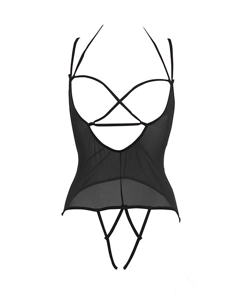 Allure Angelina Sheer Mesh Under Bust Teddy Black S/M by Allure