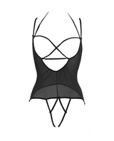 Allure Angelina Sheer Mesh Under Bust Teddy Black S/M by Allure