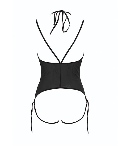 Allure Angelina Sheer Mesh Under Bust Teddy Black S/M by Allure