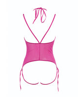 Allure Angelina Sheer Mesh Under Bust Teddy Hot Pink L/XL by Allure