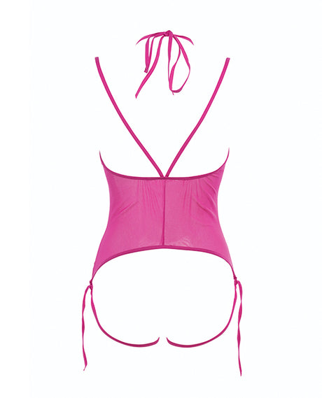 Allure Angelina Sheer Mesh Under Bust Teddy Hot Pink L/XL by Allure
