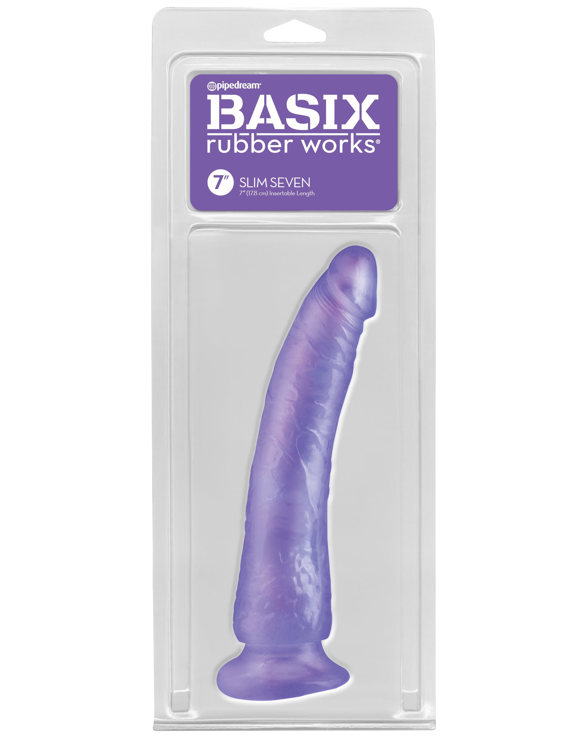 Basix Rubber Works - Slim 7 Inch With Suction Cup - Purple by Pipedream