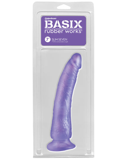Basix Rubber Works - Slim 7 Inch With Suction Cup - Purple by Pipedream