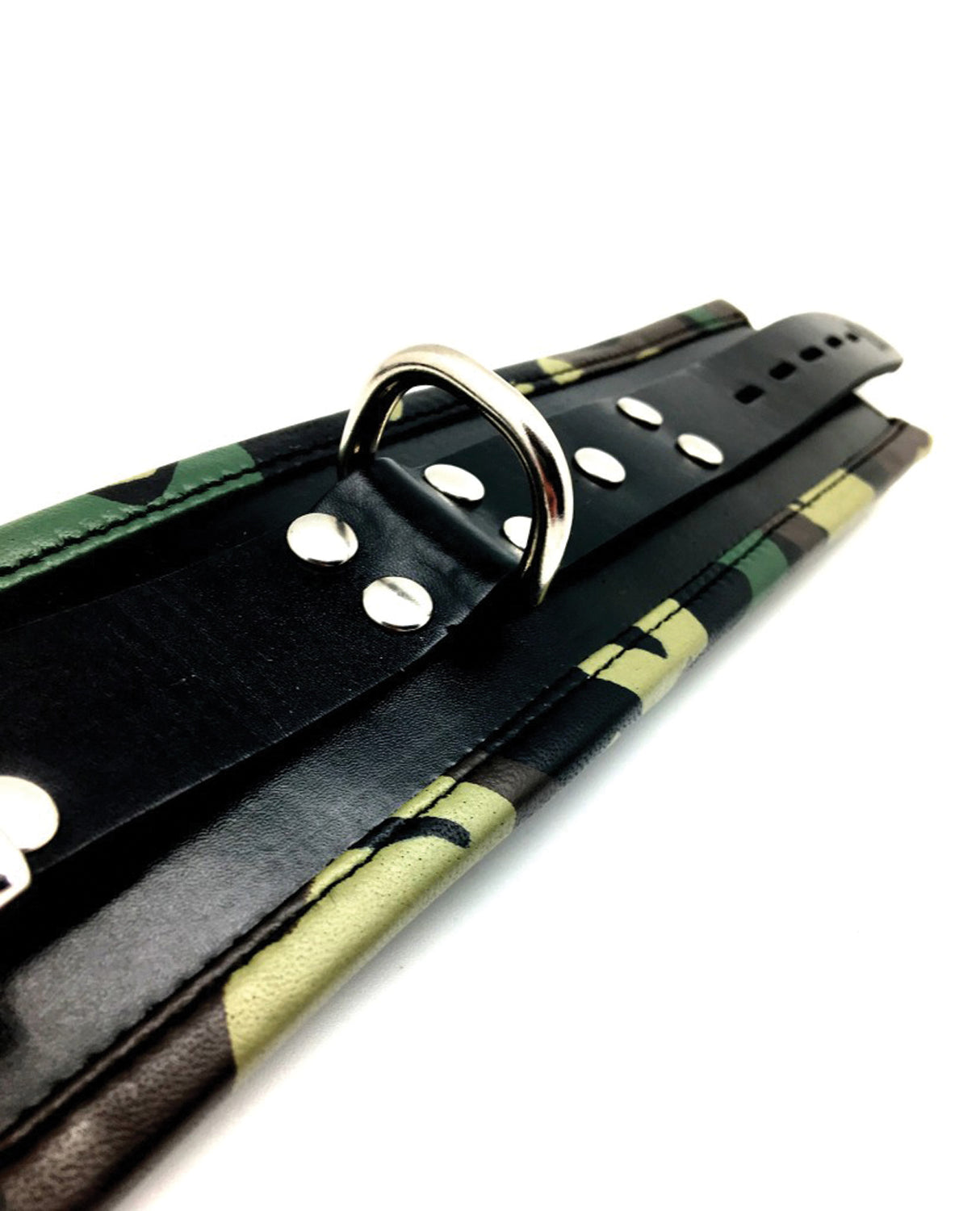 Sensual Sin Leather Padded Wrist Cuffs - Camo Piping by Sensual Sin