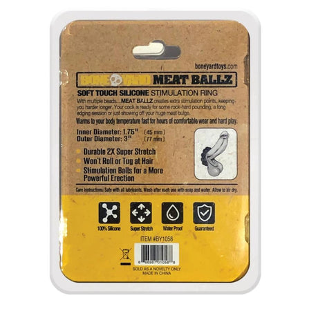 Rascal Meat Ballz Cock Ring — Black Silicone, 1.75" ID - BY-1058
