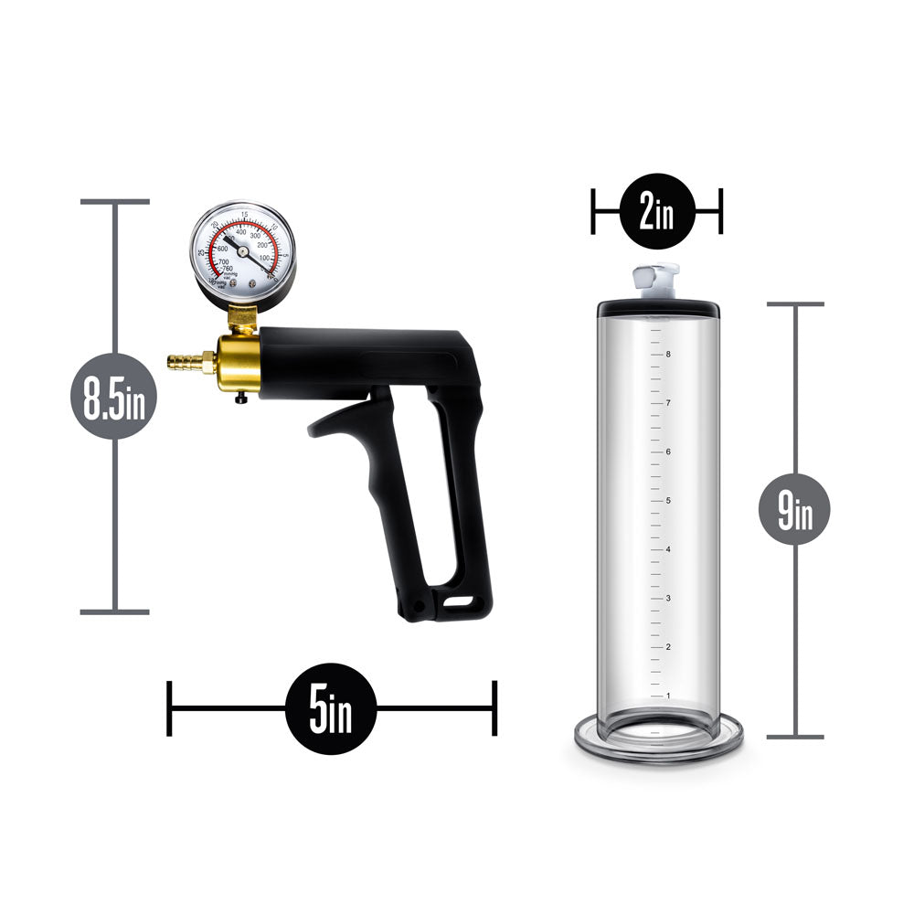 Blush Performance Vx7 Vacuum Penis Pump — Clear with Brass Trigger - BL-06401
