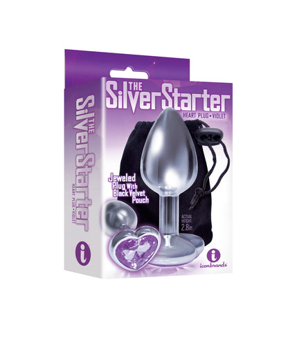 The 9's the Silver Starter Heart Bejeweled Stainless Steel Plug - Violet by Icon Brands