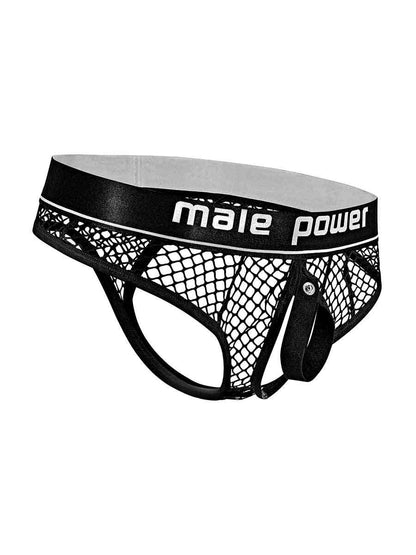 Cock Pit Net Cock Ring Thong - S/ M - Black by Male Power