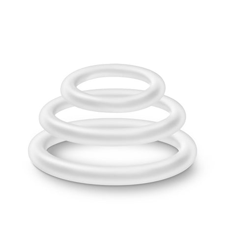 Blush Performance Pure Silicone Cock Ring Set, 3 Sizes, White Glow - BL-370819