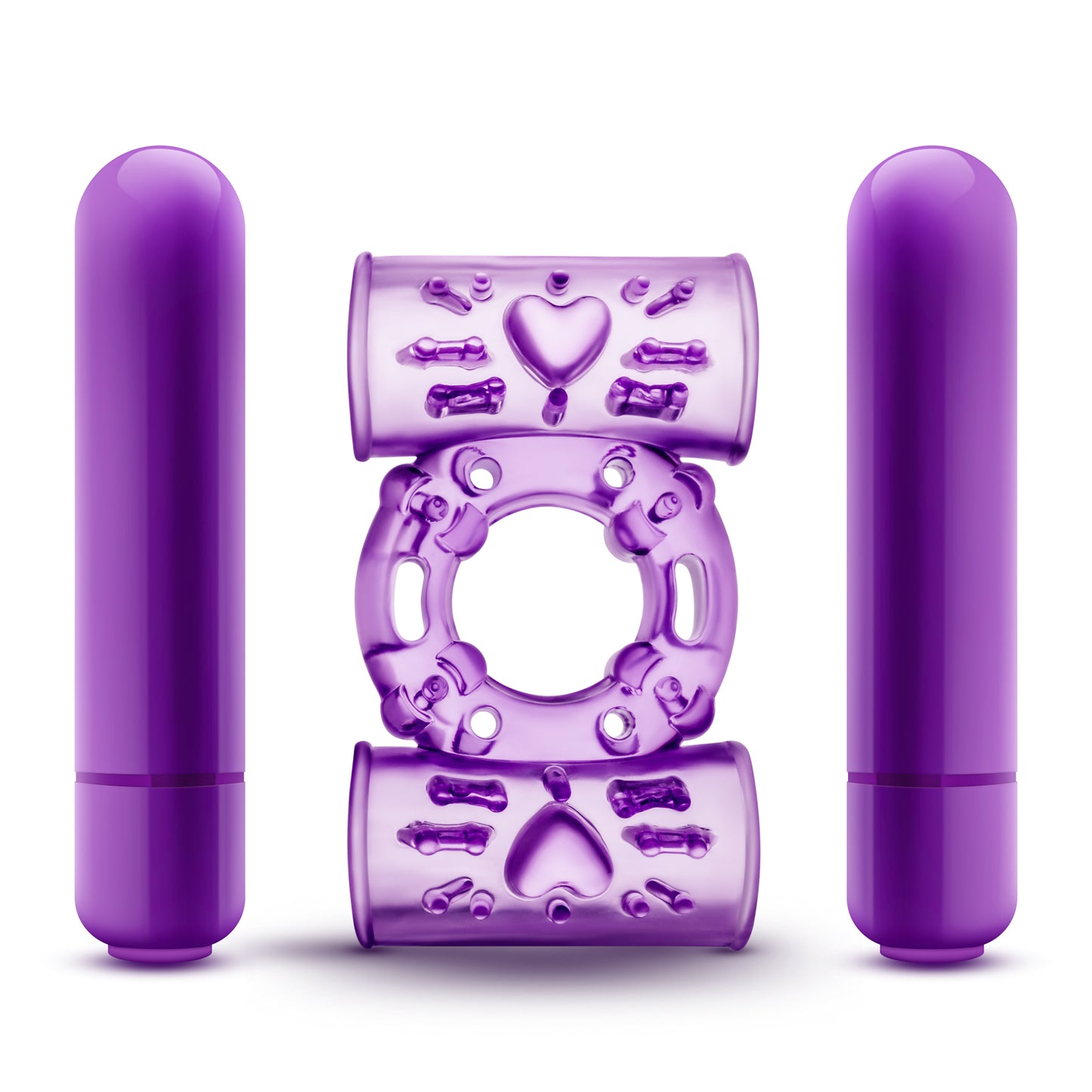 Play With Me - Double Play - Dual Vibrating Cock Ring - Purple by Blush