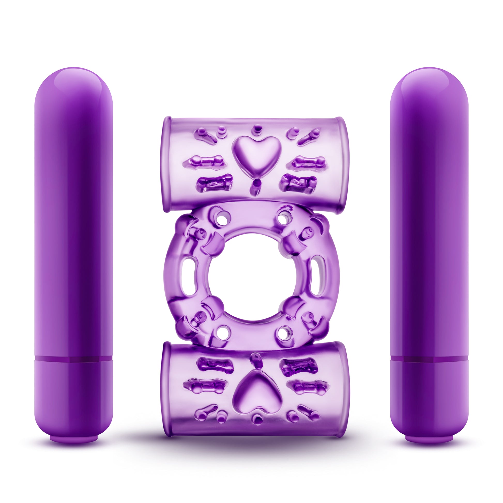 Play With Me - Double Play - Dual Vibrating Cock Ring - Purple by Blush