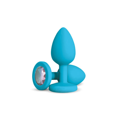 Gemma Clear Iridescent Gem Teal Silicone Plug - L