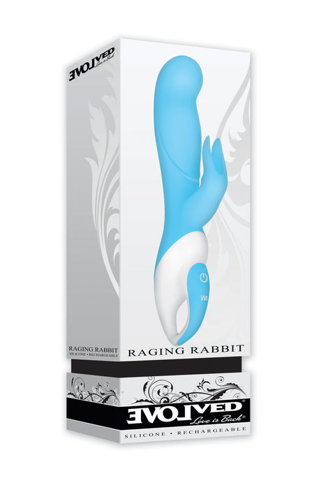 Evolved Novelties Raging Rabbit Vibrator — Blue, 8" - EN-RS-9896-2