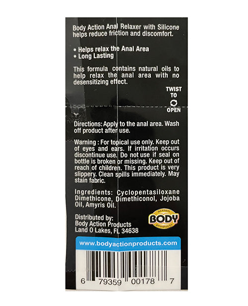 Body Action Anal Relaxer Silicone Lubricant — 0.5 oz