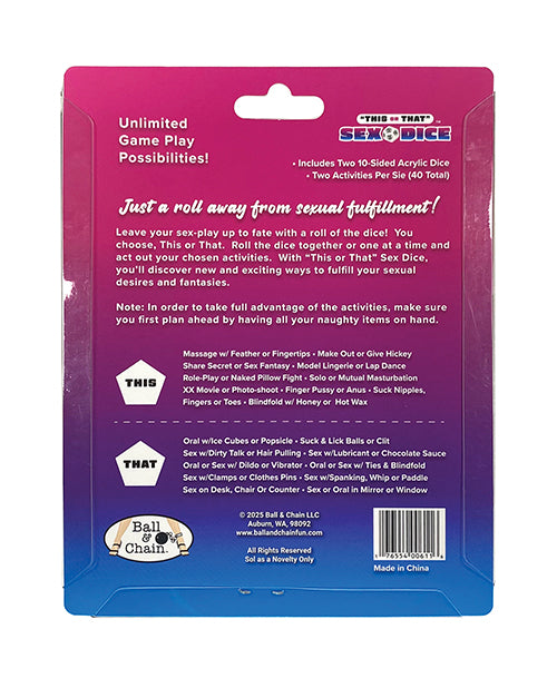 This or That Sex Dice Game by Ball & Chain