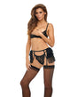 Bombshell Boudoir Lace V Wire Open Cup Bra, Garter Skirt & G-String Black SM by Bombshell Boudoir