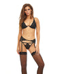 Bombshell Boudoir Lace Exposed Wire Bra, Garter Belt & G-String Black SM by Bombshell Boudoir