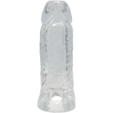 Doc Johnson Titanmen Cock Sleeve with Ball Strap — 6 Inch Clear - DJ3400-27-CD