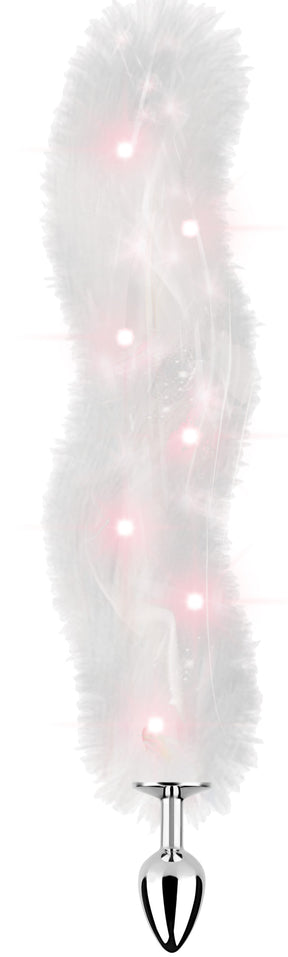 Hott Products Light-Up Foxy Tail Butt Plug — White - HTP3481