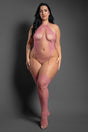 Fantasy Lingerie Lasting Impression Halter Teddy Bodystocking — Queen, Rose Pink - FL-SF1009-QS-B