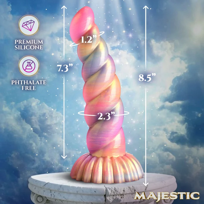 XR Brands Aurora Unicorn Silicone Dildo, 7.3" Insertable, Multi - CC-AH933