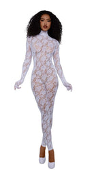 Dreamgirl Gloved Bodystocking Dmnd — One Size, White - DG-0516WHOS