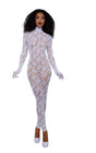 Dreamgirl Gloved Bodystocking Dmnd — One Size, White - DG-0516WHOS