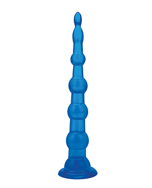 Blue Line C & B 8.5" Anal Beads w/Suction Base - Jelly Blue by Blue Line