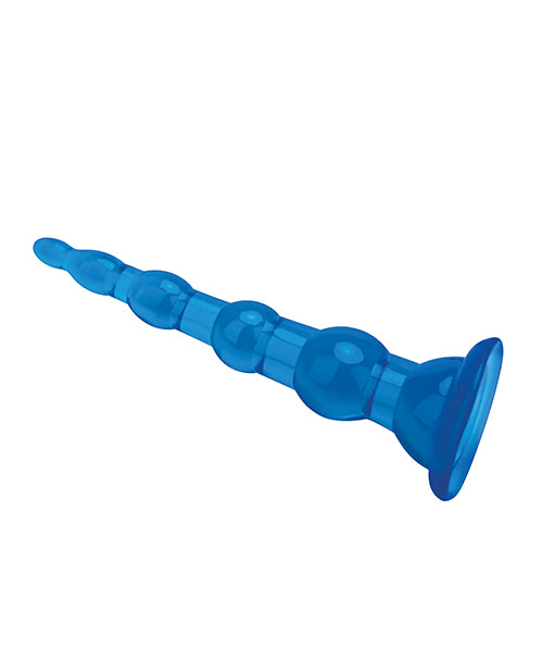 Blue Line C & B 6.75" Anal Beads w/Suction Base - Jelly Blue by Blue Line