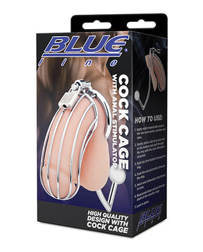 Blue Line Cock Cage w/Anal Stimulator - Silver by Blue Line