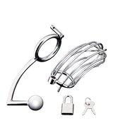 Blue Line Cock Cage w/Anal Stimulator - Silver by Blue Line