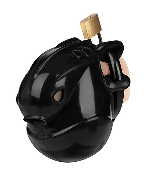 Blue Line Full Restraint Silicone Cock & Balls Chastity Device — Black