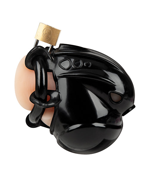Full Restraint Silicone Cock & Balls Chastity Device - 100% Coverage Black by Blue Line
