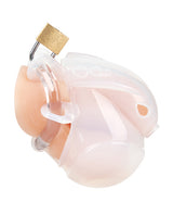 Full Restraint Silicone Cock & Balls Chastity Device - 100% Coverage White by Blue Line